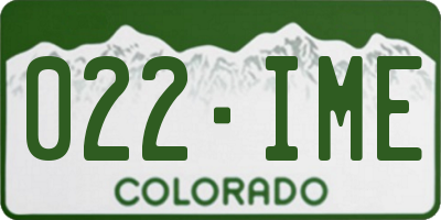 CO license plate 022IME