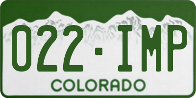 CO license plate 022IMP