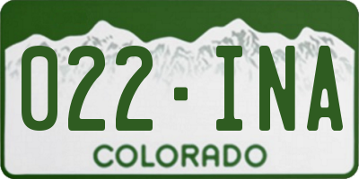 CO license plate 022INA