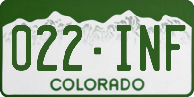 CO license plate 022INF