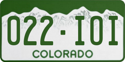 CO license plate 022IOI