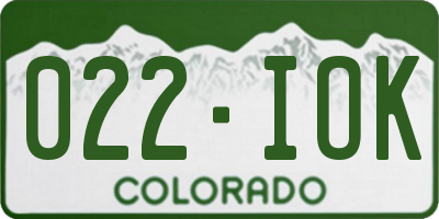 CO license plate 022IOK