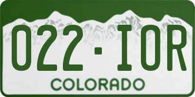 CO license plate 022IOR
