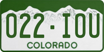 CO license plate 022IOU