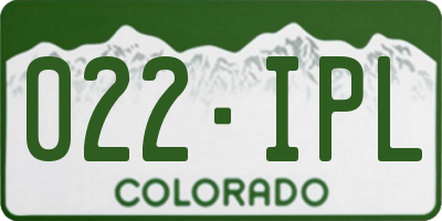 CO license plate 022IPL