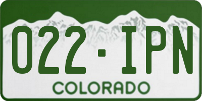 CO license plate 022IPN