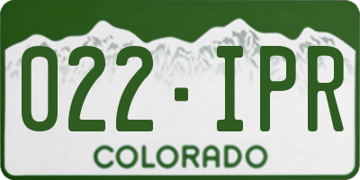 CO license plate 022IPR