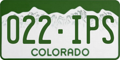 CO license plate 022IPS