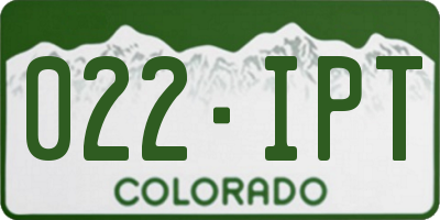 CO license plate 022IPT