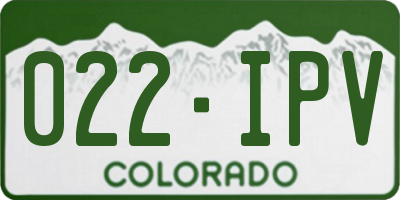 CO license plate 022IPV