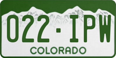 CO license plate 022IPW