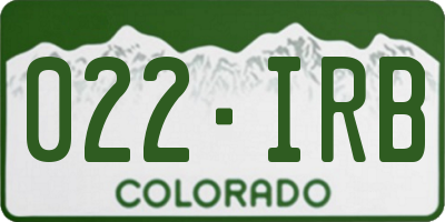 CO license plate 022IRB