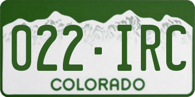 CO license plate 022IRC
