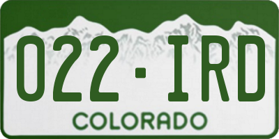 CO license plate 022IRD