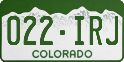 CO license plate 022IRJ