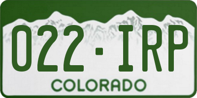 CO license plate 022IRP