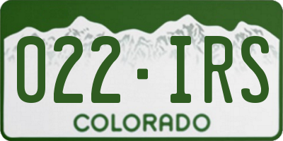 CO license plate 022IRS