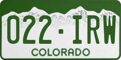 CO license plate 022IRW