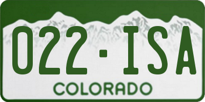 CO license plate 022ISA