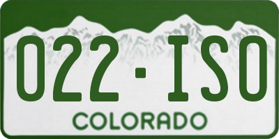 CO license plate 022ISO