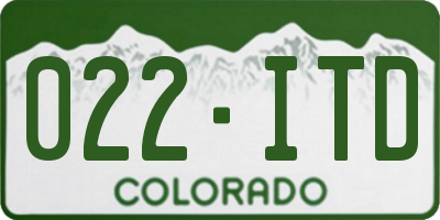CO license plate 022ITD