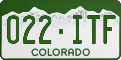 CO license plate 022ITF