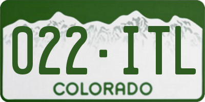 CO license plate 022ITL