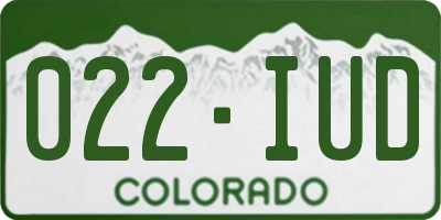 CO license plate 022IUD