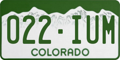 CO license plate 022IUM