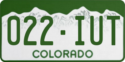 CO license plate 022IUT