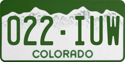 CO license plate 022IUW