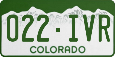 CO license plate 022IVR