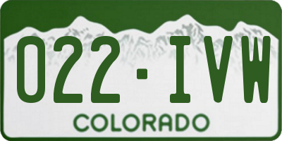 CO license plate 022IVW