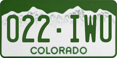 CO license plate 022IWU