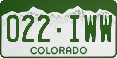 CO license plate 022IWW