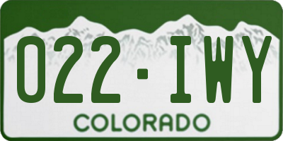CO license plate 022IWY