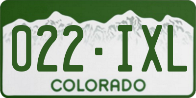 CO license plate 022IXL