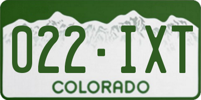 CO license plate 022IXT