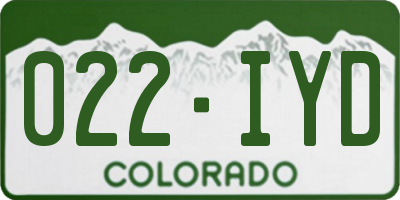 CO license plate 022IYD