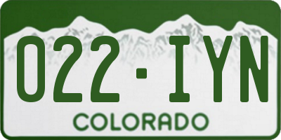 CO license plate 022IYN