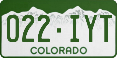CO license plate 022IYT