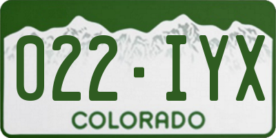 CO license plate 022IYX