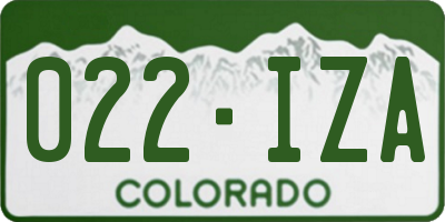 CO license plate 022IZA