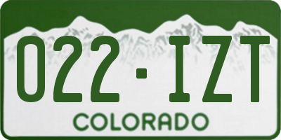 CO license plate 022IZT