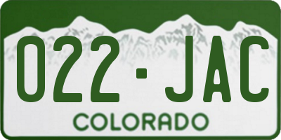 CO license plate 022JAC