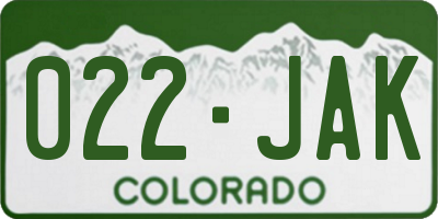 CO license plate 022JAK