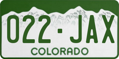 CO license plate 022JAX