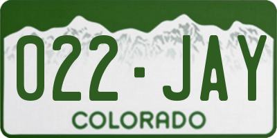 CO license plate 022JAY