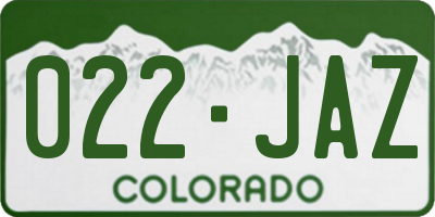 CO license plate 022JAZ