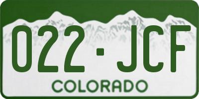 CO license plate 022JCF